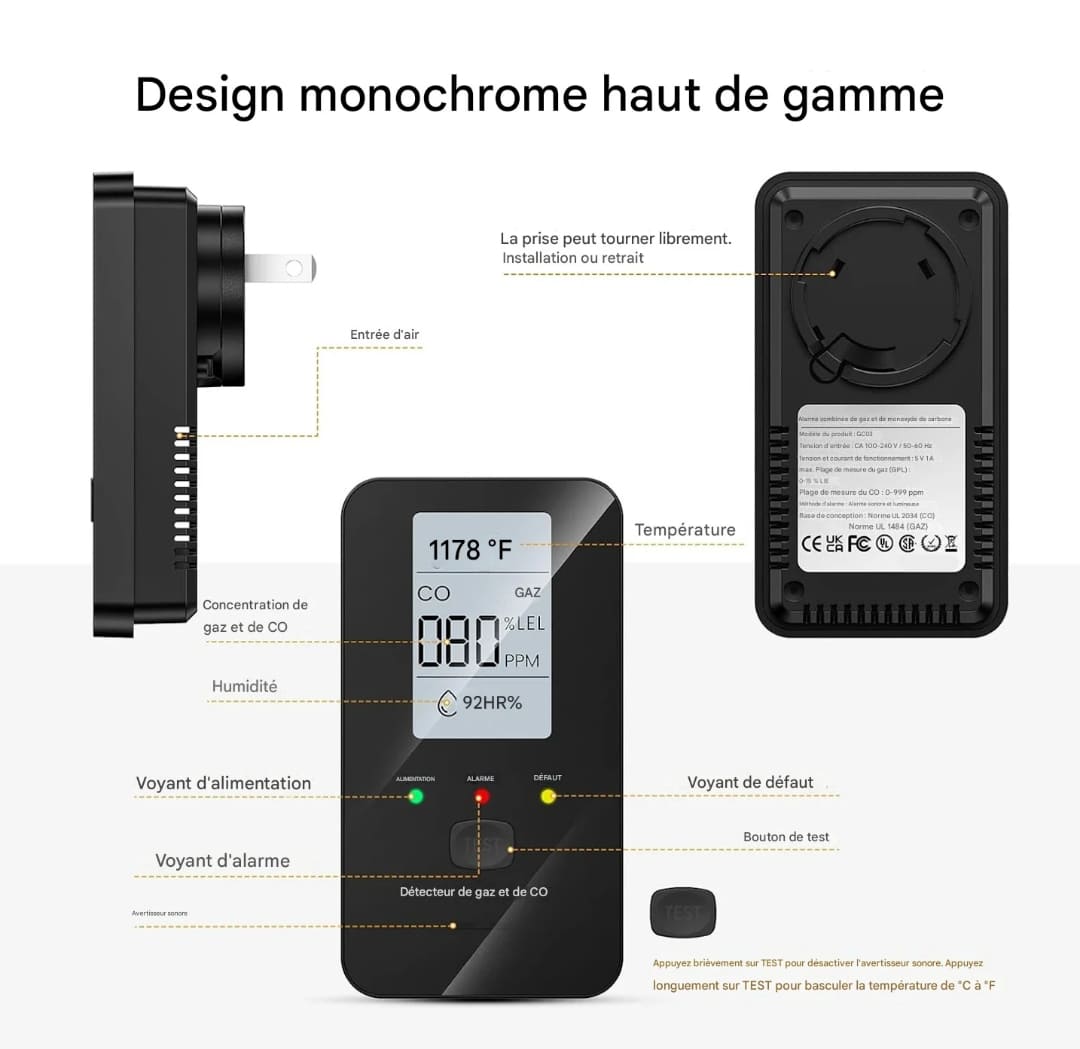 Détecteur de CO Purrify 4 en 1